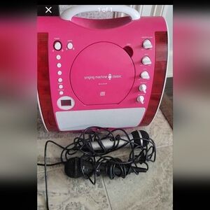 Singing Machine Classic Pink Karaoke Player with Mics